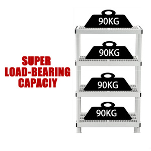 HD 36X24X57 4-Tiered Ventilated <strong>Plastic</strong> <strong>Storage</strong> Shelving <strong>Unit</strong> W/ Raised Feet and Tool-Free Assembly Manufacturer factory - Product Image 3