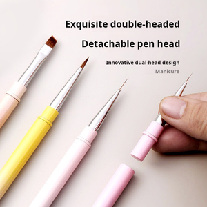 Pinceau à ongles double tête avec support métallique, logo personnalisé, vente en gros, professionnel, pour salon de manucure, pinceau de peinture UV Gel - Product Image 3