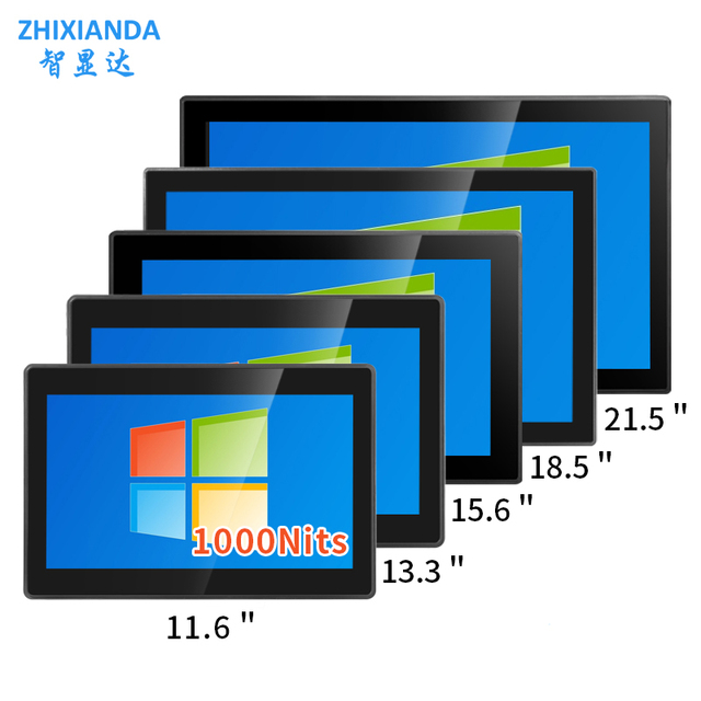 Sunlight Readable 1000 Nits 10.1 11.6 13.3 15.6 18.5 21.5 24 27 32 Inch Waterproof Capacitive Touch Screen Industrial Monitor