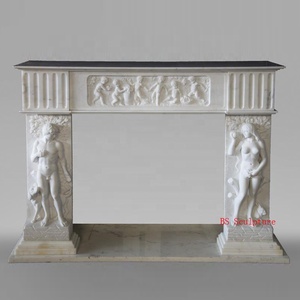 Statue d'ange bébé en marbre blanc sculptée à la main, style moderne européen, pour décoration intérieure, hôtels, cheminées et inserts de cheminée. - Product Image 3