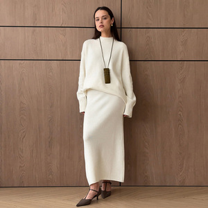 Ensemble pull et jupe pour femme, tricot à manches longues, col rond, avec jupe queue de poisson, nouvelle mode automne 2026, tenue décontractée élégante - Product Image 2