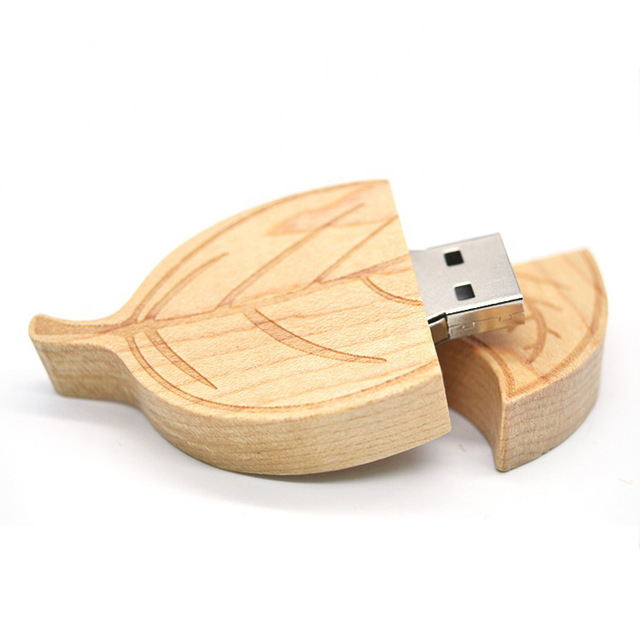 Customized Eco-friendly Wooden Wood Bamboo Leaf Leaves Shape USB Flash Memory Stick Pen Drives for Promotions Gifts Giveaways