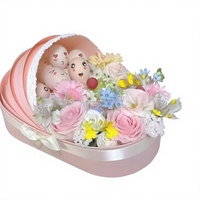 Nouvelle boîte cadeau florale pour berceau de nouveau-né, boîte à fleurs double usage, boîtes rigides en carton gaufré, matériaux recyclés, vente en gros pour fleuristes