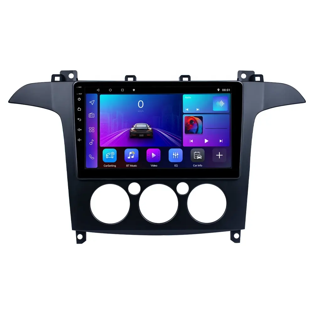 วิทยุสเตอริโอติดรถยนต์9 "รองรับกล้องมองหลัง GPS เครื่องเล่น WiFi CarPlay สำหรับ Ford S MAX S-MAX 2007-2015