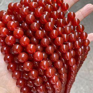 Đá Mã Não Đỏ 4/6/8/10/12/14Mm Đá Mã Não Đỏ Hạt Tròn Lỏng Lẻo Cho Vòng Đeo Tay Trang Sức Làm 15.5 "Trong Sợi - Product Image 3