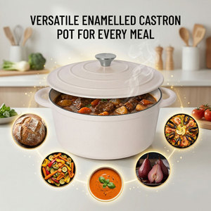 Vente en gros de casseroles en fonte émaillée E-Top casseroles personnalisées en fonte antiadhésive de haute qualité Dkm Tencere Marmite Ollas De Cocina - Product Image 6