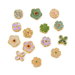 Cuentas de la suerte de ciruela esmaltada chapada en cobre para pulseras de abalorios DIY, collar, accesorios para hacer joyas - Product Image 2