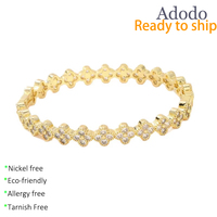 Bracelets et Joncs en Argent 925 Plaqué Or, Style Influenceur, avec Moissanite VVS GRA Micro-Pavée et Sertie en Bezel, Motif Trèfle à Quatre Feuilles, Bijoux Fins