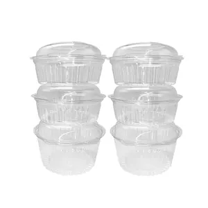 clear recyclable plastic salad packaging box food container custom manufacturer salad round plastic bowl with lid