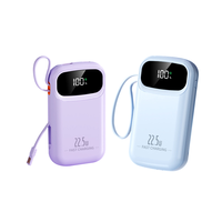 10000mAh 便携式移动电源 22.5W 快速充电 内置电缆 多端口 LED 显示屏 户外用外接电池组