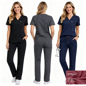 42384 Ropa <span class=keywords><strong>de</strong></span> Trabajo <span class=keywords><strong>de</strong></span> Invierno, Gris Claro, Pijama Médico Limón, Uniforme <span class=keywords><strong>de</strong></span> <span class=keywords><strong>Doctor</strong></span>, Pantalón Médico con Cuello en V, Turquesa Resistente - Product Image 1