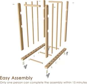 डिजाइन कला उच्च गुणवत्ता वाली लकड़ी के भंडारण रैक के साथ हैंडल और कैस्टर पहियों के साथ डिजाइन कला उच्च गुणवत्ता वाले लकड़ी के भंडारण रैक - Product Image 6