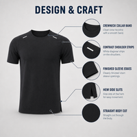 T-shirt de musculation à rayures diagonales sur les épaules avec fentes latérales, col rond, manches courtes, style sport uni, vêtements de sport décontractés