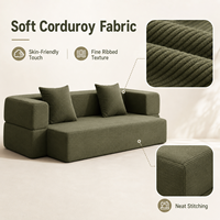 Ensemble de canapé sectionnel 3 places en tissu compressé, design bloc de tofu, chaise longue paresseuse
