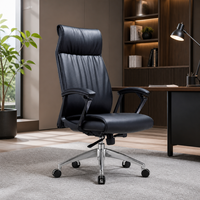 Chaise de bureau exécutive moderne, ergonomique, réglable en hauteur, dossier haut, pivotante, avec base en acier