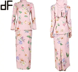 Faldas y blusa con estampado Floral rosa para mujer, ropa islámica, Kebaya musulmana, Kebaya, Kurung, OEM