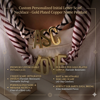 Collier écharpe personnalisé avec initiale, plaqué or, en cuivre, effet soie, à rayures, bijou pour femme
