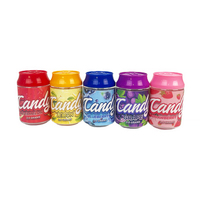 Vente en gros de mini-boîtes de soda de 3,5 g, contenants de qualité alimentaire avec couvercles colorés, étiquettes holographiques sur le thème des fruits en stock, qualité supérieure