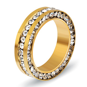 Fashion <b>Rings</b> 6Mm Three Sided <b>Diamond</b> Encrusted Stainless Steel Women's <b>Ring</b> Gift Jewelry Black Gold Silver Color - Product Image 5
