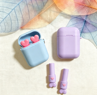 Mini écouteurs en forme de cœur, rouges à lèvres, trousse de maquillage portable