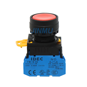 YW1B-M1E10R IDEC asli, saklar tombol tekan kepala datar merah 1 tidak ada sementara tipe 22mm - Product Image 1