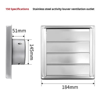 Grille d'aération réglable moderne en acier inoxydable 304, 4 pouces carrées, à fixation murale, haute qualité, durable