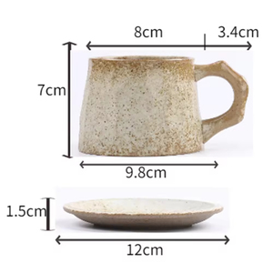310ml Personalized Retro Handmade Sustainable Ceramic Coffee Teacup with Saucer Set Food Safe Back to School with Spoon - Product Image 5