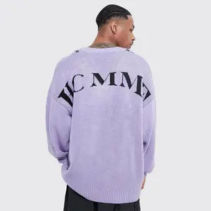 Custom Logo Knit Jacquard Sweater Men's Sweater For Men Streetwear Winter Oversized Sweaters Garment