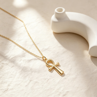 Colliers pendentifs croix Ankh égyptienne en acier inoxydable étanche et anti-ternissement pour femmes, symbole de vie éternelle, chaîne délicate pour couple