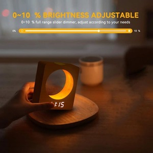 Réveil numérique en bois avec logo personnalisé, lumière LED, affichage de la température, 3 modes d'alarme pour la maison et la chambre - Product Image 4