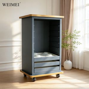 WEIMEI - Expositor de Joyería Móvil de Lujo en Azul Pizarra con Detalles en Dorado, con Ruedas Bloqueables y Bandejas para Exhibición - Product Image 3