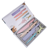 6Pcs Kleurrijke Tarwe Stro Fruit Groente Mes Set Roestvrijstalen Keuken Mes Set