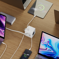 Barrette d'alimentation de protection contre les surtensions USB CE/KC PD 20W avec 3 prises multiples UE et USB-A et 2 prises d'extension de ports de charge de type C