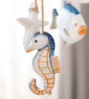 Décoration animale nautique en bois écologique : Étoile de mer, Hippocampe pour thème plage, artisanat suspendu en bois