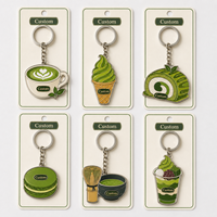 Porte-clés personnalisés Matcha, porte-clés gourmands pour pâtisseries et boissons, souvenirs, porte-clés en métal avec logo de salon de thé et desserts