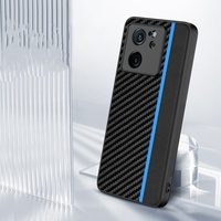 Casing ponsel pola kulit serat karbon ramping untuk XIAOMi 13T untuk MI 13T Pro casing penutup belakang