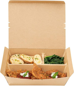 Scatole Bento monouso a 3 scomparti <span class=keywords><strong>in</strong></span> carta Kraft con chiusura a linguetta cartelle per servire cibo caldo/freddo per feste di ristoranti - Product Image 1