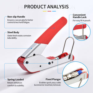 Outil professionnel pour dénuder et sertir les câbles coaxiaux, outils à main, acier au carbone, 5 connecteurs de compression de <span class=keywords><strong>type</strong></span> <span class=keywords><strong>F</strong></span> RG6 - Product Image 4