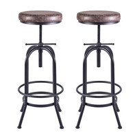 Tabouret de bar antique rembourré à hauteur réglable en fer Chesterfield Art Déco