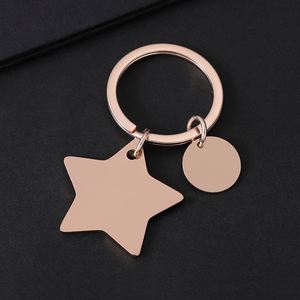High Quality Blank Star <b>Custom</b> Stainless Steel <b>Keychain</b> with Small Round Piece - Product Image 4