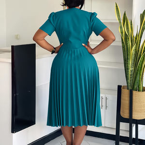 Nouvelle Collection : Robes d'été pour femmes, style bureau, manches courtes, col en V, taille cintrée, coupe crayon, pour le travail ou décontractées, style <span class=keywords><strong>africain</strong></span> - Product Image 2