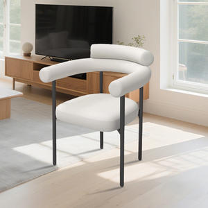 Chaises de salle à manger modernes noires avec accoudoirs, dossier incurvé et <span class=keywords><strong>pieds</strong></span> en métal pour la cuisine et la salle à manger - Product Image 3