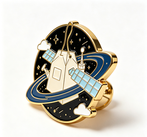 Custom Satellite Space <b>Badge</b> <b>Pin</b> Enamel Metal Lapel <b>Pin</b> Polished Collectible Brooch for Space Theme Gift - Product Image 3