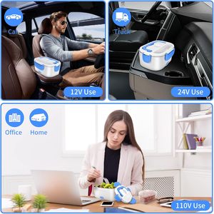 Home and Car Use Safe Stainless Steel Portable Electric <b>Lunch</b> Box Food Warmer / Self Heat Electric LunchBox - Product Image 5