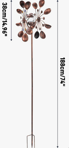 Moderne Große Eisen-Windmühle für den Garten, Magisches Metall-Blumen-Windspiel, Kinetisches Wind-Kunstwerk, Windspinner - Product Image 2
