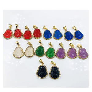 BMZ 2024 produk baru 36*27mm giok asli batu alam merah muda liontin Buddha Mini - Product Image 6