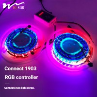 Светодиодная лента WS2811B 24В, высокая яркость, ширина 16 мм, 168 LED/м, двухрядная, 5050RGB IC, полноцветная, IP20, Ra85, USB, с регулировкой яркости