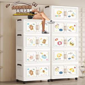 Armoire de rangement pliable de style cartoon, sans installation, grande capacité, avec roulettes, pour la maison, les jouets de chambre, les articles <span class=keywords><strong>divers</strong></span> - Product Image 5