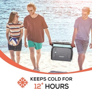 Складная переносная сумка-холодильник на 50 банок, герметичная, из материала 600D, с колесами для любой местности, 20 л, на молнии, для пляжа и кемпинга - Product Image 4
