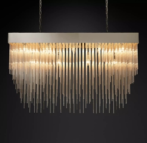 Nhà Máy Giá Thấp Tùy Chỉnh 54 Inch Phong Cách Công Nghiệp Hình Chữ Nhật Hiện Đại Brass Kính Sang Trọng Đèn Chùm - Product Image 3